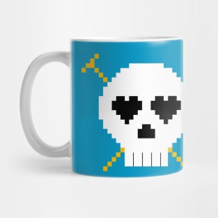 Pixel Skull and Knitting Needles Mug